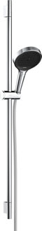 hansgrohe Rainfinity doucheset 130 3jet met glijstang S Puro 90 cm, push-schuifstuk en Designflex textiel doucheslang 160 cm, chroom