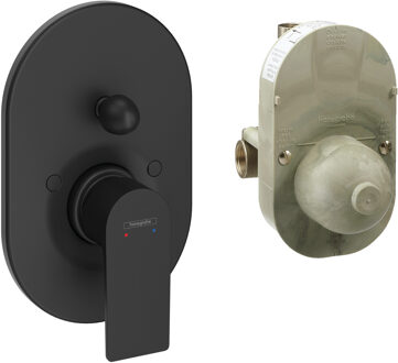 hansgrohe Rebris E ééngreeps badmengkraan set inbouw, mat zwart