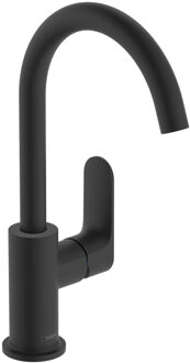hansgrohe Rebris S wastafelkraan - draaibare uitloop - met waste - mat zwart 72536670 Zwart mat
