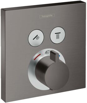 hansgrohe ShowerSelect afbouwdeel thermostaat voor 2 functies zwart chroom geborsteld