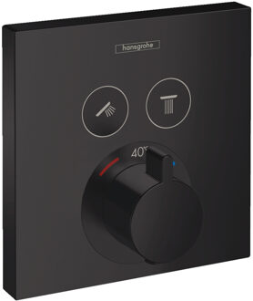 hansgrohe ShowerSelect afbouwdeel v. inbouwkraan thermostatisch v. 2 douchefuncties m. start/stop-kraan mat zwart