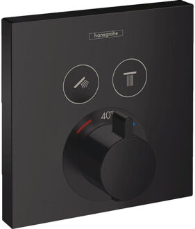 hansgrohe ShowerSelect afbouwdeel v. inbouwkraan thermostatisch v. 2 douchefuncties m. start/stop-kraan mat zwart