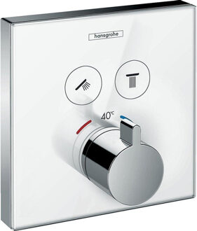 hansgrohe ShowerSelect Glass afbouwdeel voor inbouw thermostaat met omstel voor 2 douchefuncties wit/chroom