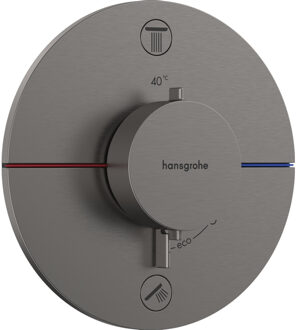 hansgrohe Showerselect thermostaat inbouw voor 2 functies black chrome 15554340 Brushed black chrome