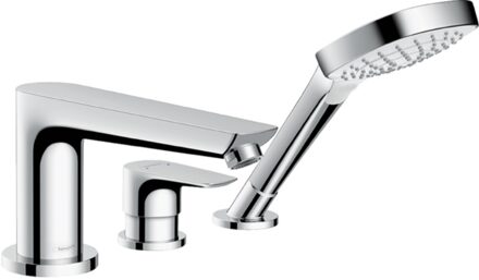 hansgrohe Talis e afdekset 3 gats badrandcombinatie inclusief Secuflex slanggarnituur chroom