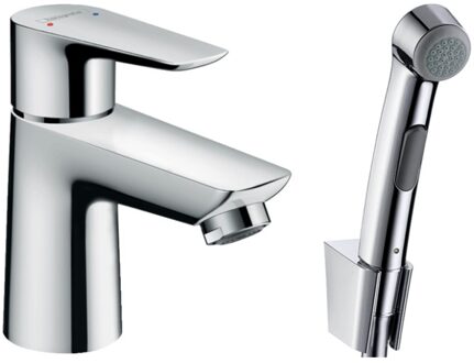 hansgrohe Talis E wastafelkraan met handdouche en doucheslang chroom