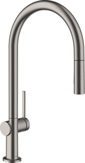 hansgrohe Talis M54 ééngreeps keukenmengkraan 210 met uitttrekbare vuistdouche, 2 straalsoorten, EcoSmart Brushed Black Chrome