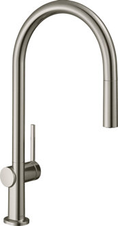 hansgrohe Talis M54 ééngreeps keukenmengkraan met draaibare uitloop, uittrekbare vuistdouche en sBox 43,5 cm, rvs