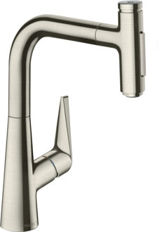hansgrohe Talis Select M51 M5117-H220 ééngreeps keukenmengkraan met uittrekbare vuistdouche, rvs look Stainless Steel Optic