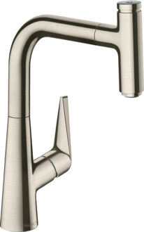 hansgrohe Talis Select S keukenkraan 220 met uittrekbare handdouche en 150° draaibare uitloop RVS look 72822800