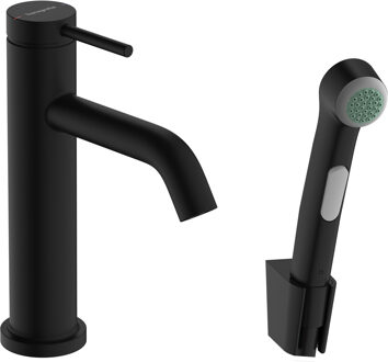 hansgrohe Tecturis S ééngreeps wastafelkraan 110 met bidet handdouche en doucheslang 160 cm, mat zwart