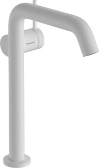 hansgrohe Tecturis S ééngreeps wastafelkraan 240 Fine CoolStart voor waskommen, met afvoerplug, mat wit