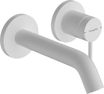 hansgrohe Tecturis S ééngreeps wastafelkraan inbouw voor wandmontage, met uitloop 16,5 cm, mat wit