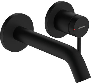 hansgrohe Tecturis S ééngreeps wastafelkraan inbouw voor wandmontage, met uitloop 16,5 cm, mat zwart
