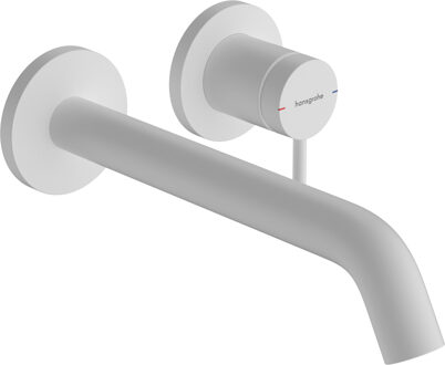 hansgrohe Tecturis S ééngreeps wastafelkraan inbouw voor wandmontage, met uitloop 22,5 cm, mat wit