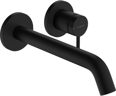 hansgrohe Tecturis S ééngreeps wastafelkraan inbouw voor wandmontage, met uitloop 22,5 cm, mat zwart