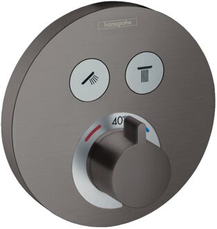 hansgrohe Thermostaat Afbouwdeel ShowerSelect HansGrohe Voor 2 Functies Rond Geborsteld Zwart Chroom