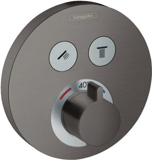 hansgrohe Thermostaat Afbouwdeel ShowerSelect HansGrohe Voor 2 Functies Rond Geborsteld Zwart Chroom