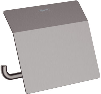 hansgrohe Toiletrolhouder Met Klep HansGrohe AddStoris Geborsteld Zwart Chroom