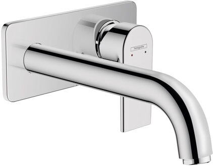 hansgrohe Wastafelmengkraan Eengreeps Inbouw HansGrohe Vernis Shape Voor Wandmontage Voorsprong 20.7 cm Chroom