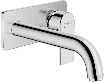 hansgrohe Wastafelmengkraan Eengreeps Inbouw HansGrohe Vernis Shape Voor Wandmontage Voorsprong 20.7 cm Chroom