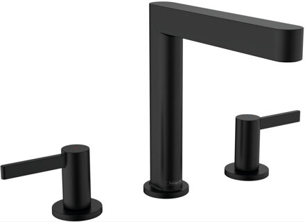 hansgrohe Wastafelmengkraan Finoris 3-gats 160 met Push-Open Waste Mat Zwart