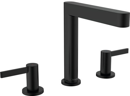 hansgrohe Wastafelmengkraan Finoris 3-gats 160 met Push-Open Waste Mat Zwart