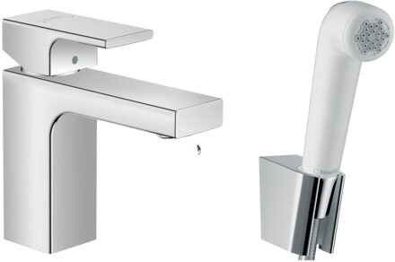 hansgrohe Wastafelmengkraan HansGrohe Vernis Shape Eengreeps 100 Zinc Met Handdouche en Doucheslang 160 cm Chroom