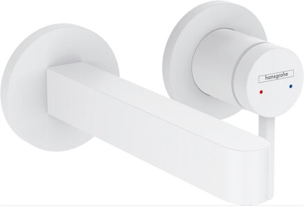 hansgrohe Wastafelmengkraan Inbouw Finoris HansGrohe 2-gats 168 MM Voorsprong Met Afvoerplug Mat Wit