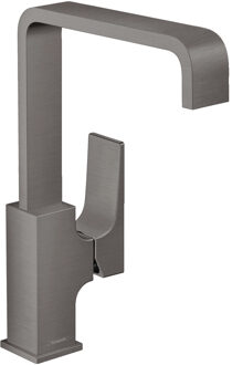 hansgrohe Wastafelmengkraan Metropol Eengreeps 230 met Rechte Greep en Push-Open Afvoer Geborsteld Zwart Chroom