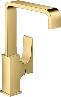 hansgrohe Wastafelmengkraan Metropol Eengreeps 230 met Rechte Greep en Push-Open Afvoer Gepolijst Goud