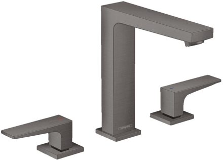 hansgrohe Wastafelmengkraan Metropol HansGrohe 3-Gats 160 met Rechte Greep en Push-Open Afvoer Geborsteld Zwart Chroom