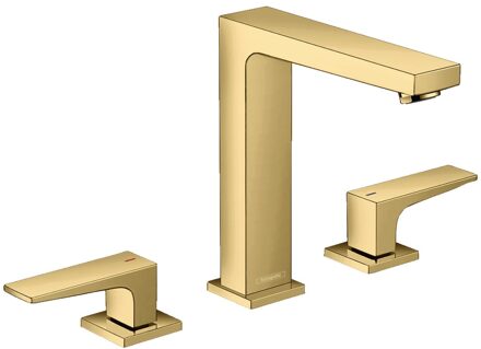 hansgrohe Wastafelmengkraan Metropol HansGrohe 3-Gats 160 met Rechte Greep en Push-Open Afvoer Gepolijst Goud