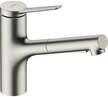 hansgrohe Zesis M33 ééngreeps keukenmengkraan 150 uittrekbare vuistdouche 2jet, rvs look Stainless Steel Optic