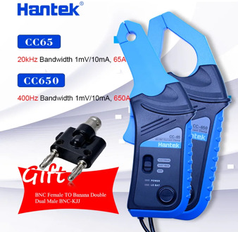 Hantek AC/DC Current Clamp for oscilloscope CC-65 CC-650 20KHz/400Hz Bandwidth 1mV/10mA 65A/650A +BNC Female to Banana jack