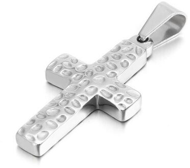 HaoYi 3 Kleur Titanium Staal Christelijke Kruis Gebed Hangers Kettingen voor Mannen Casual sieraden Goud Zilver Zwart KP82359-K / 45cm