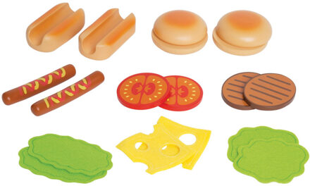 Hape houten hamburgers & hotdogs Multikleur