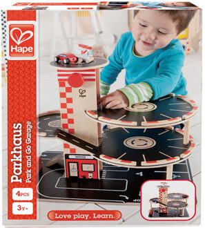 Hape Houten Park & Go garage Zwart