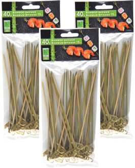 Hapjes/sate prikkers/spiesjes - bamboe hout - 120x stuks - 15 cm