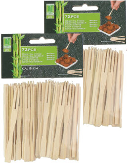 Hapjes/sate prikkers/spiesjes - bamboe hout - 144x stuks - 9 cm - amuse/bbq/feestje - prikkers (sate)