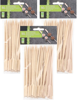 Hapjes/sate prikkers/spiesjes - bamboe hout - 150x stuks - 15 cm