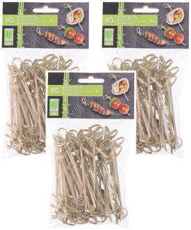 Hapjes/sate prikkers/spiesjes - bamboe hout - 180x stuks - 9 cm - amuse/bbq/feestje - prikkers (sate)