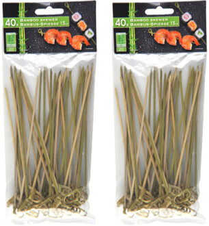 Hapjes/sate prikkers/spiesjes - bamboe hout - 80x stuks - 15 cm