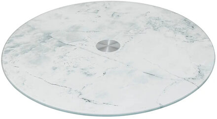 Hapjes serveer draaiplateau - Marmer look glas - D32 cm