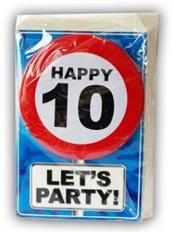 Happy Age Kaart - 10 Jaar Multikleur - Print