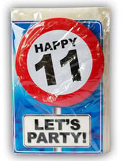 Happy Age Kaart - 11 Jaar Multikleur - Print
