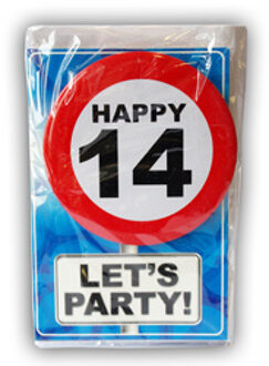 Happy Age Kaart - 14 Jaar Multikleur - Print