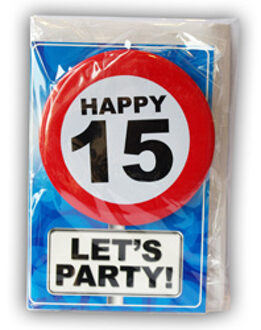 Happy Age Kaart - 15 Jaar Multikleur - Print