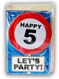 Happy Age Kaart - 5 Jaar Multikleur - Print