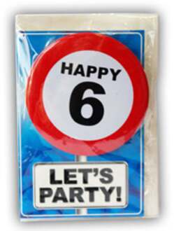 Happy Age Kaart - 6 Jaar Multikleur - Print